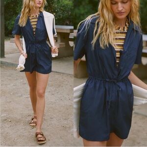 Sweaty Betty Anytime Short Sleeve Navy Blue Romper Size 10